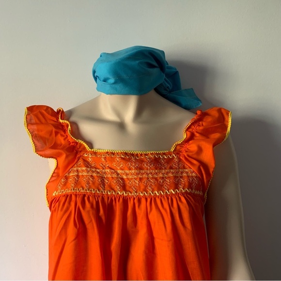 None Other - Orange Embroidered Women's Nightgown